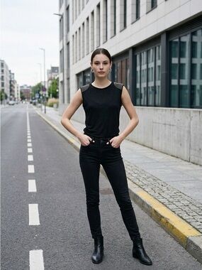 Alcott Black Studded Shoulder Tank